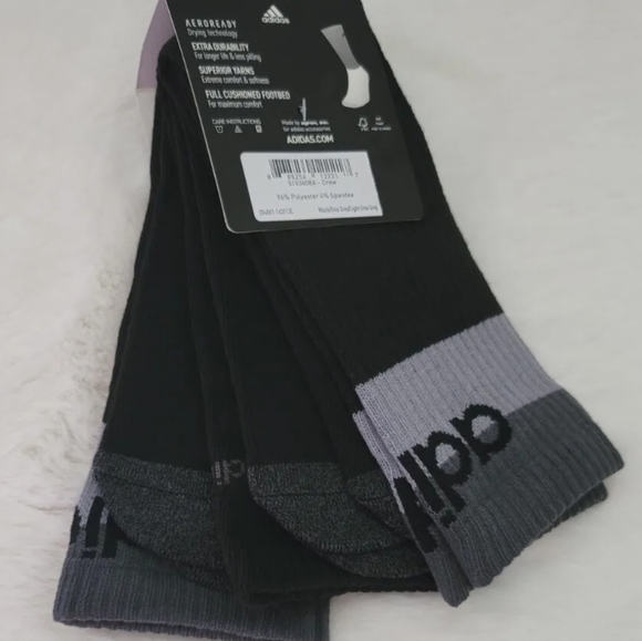 💥ADIDAS NEW 3 PAIRS MENS  AEROREADY CUSHIONED CREW SOCKS SHOE - Picture 2 of 6
